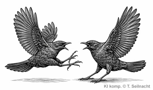 K&auml;mpfende Amselm&auml;nnchen